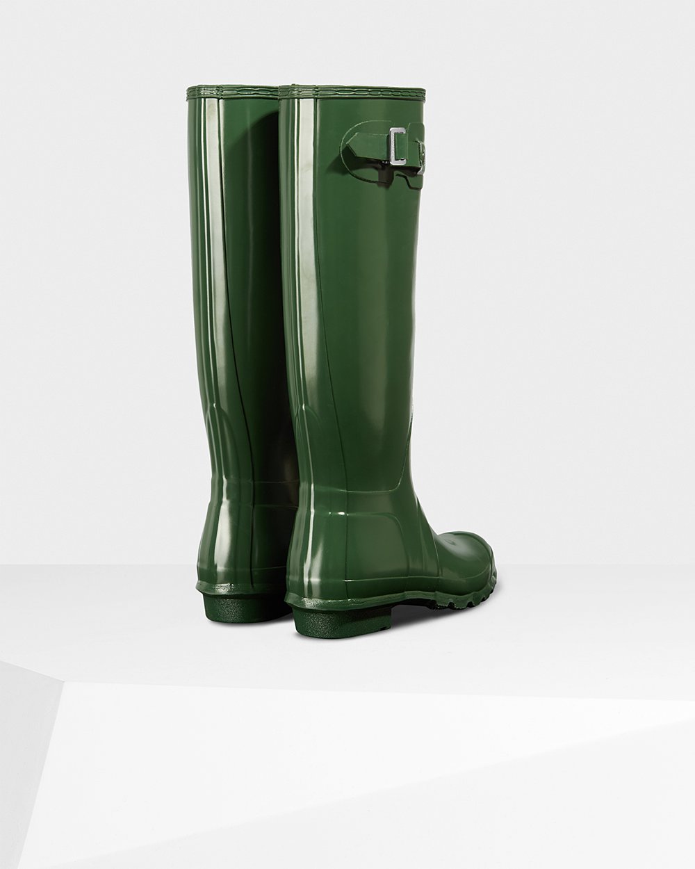 Womens Hunter Tall Rain Boots Green - Original Gloss - 5873619-WO